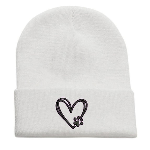 Wensltd Women Men Heart Print Embroidery Knit Beanie Warm Soft Cozy Casual Daily Fashion Outdoor Cycling Cap Trendy Pink