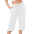 thumbnail image 1 of Wensltd Women Pants Casual Knee Length Shorts Summer Beach Lightweight Capri Pants, 1 of 9