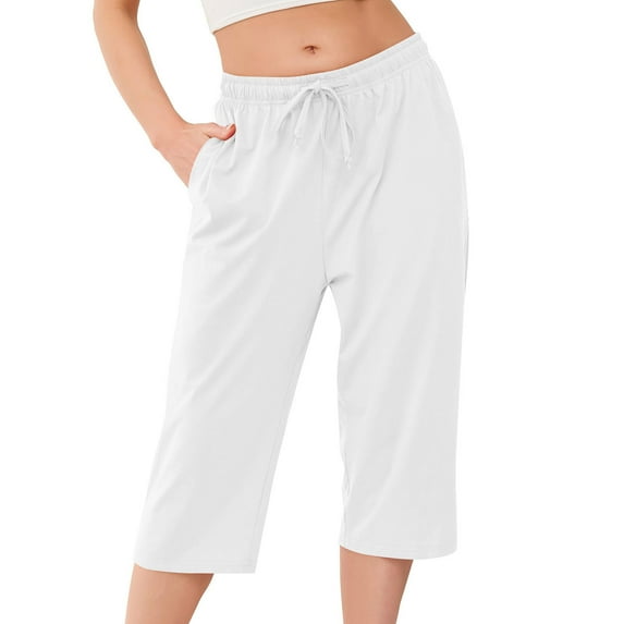 Wensltd Women Pants Casual Knee Length Shorts Summer Beach Lightweight Capri Pants