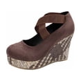 thumbnail image 1 of Wensltd Women Round Toe Wedge Sandals Elastic Strap Comfort Shoes for Outdoor and Daily Wear Brown, 1 of 9