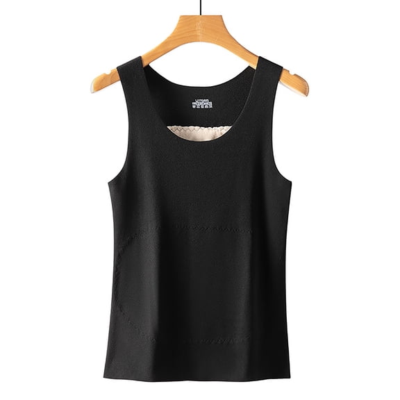 Wensltd Women Seamless Double Sided Fleece Vest Black Base Layer Warm Top for Women Comfortable