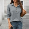 thumbnail image 1 of Wensltd Women Shirts Long Sleeve Turndown Collar Fashionable Button Tops, 1 of 5