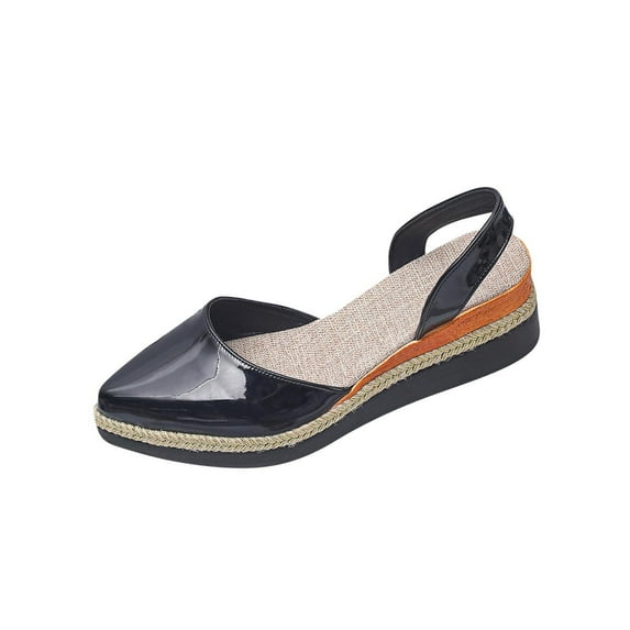 Wensltd Women Shoes Comfortable Pointed Toe Solid Color Closed Toe Backless Wedge Shoes Wide Width Comfortable Shoes