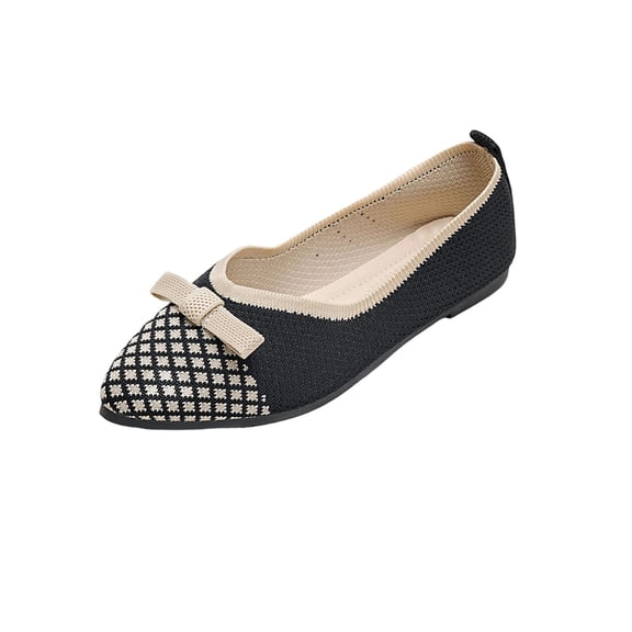 Wensltd Women Shoes Pointed Toe Bow Shallow Mouth Dressy Work Shoes Casual Comfortable Flats