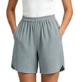thumbnail image 1 of Wensltd Women Shorts Solid Wide Elastic Waistband Front Side Pockets Daily Casual Shorts Lightweight, 1 of 7