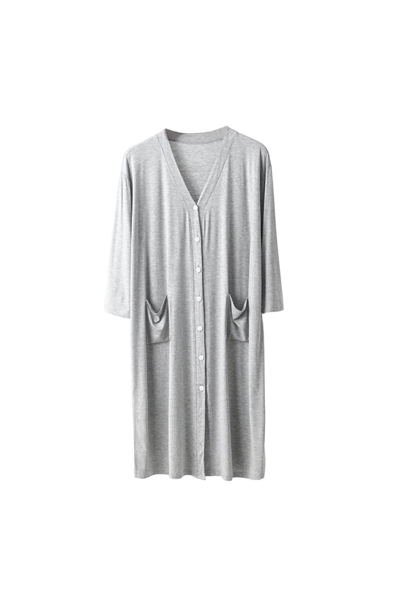 Women Sleepwear Plus Size V Neck Three Quarter Sleeve Nightgown Sleep Dress Soft Lightweight Nightwear Evening