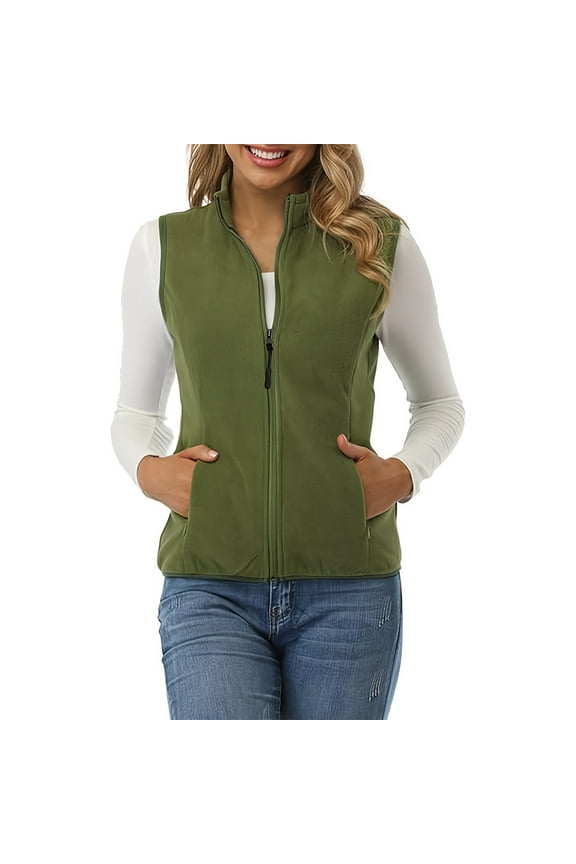 Women Sleeveless Vest Summer Work Casual Crew Neck Waistcoat with Pocket