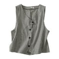 thumbnail image 1 of Wensltd Women Sleeveless Vest Summer Work Casual Crew Neck Waistcoat with Pocket, 1 of 9