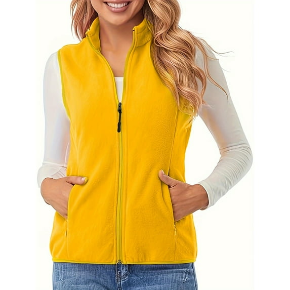 Wensltd Women Sleeveless Vest Summer Work Casual Crew Neck Waistcoat with Pocket