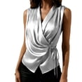 thumbnail image 1 of Wensltd Women Sleeveless Work Office Tank Tops Classic V Neck Solid Color Basic Soft Daily Wear Layering Outer Wear Versatile Tank Top Silver, 1 of 6