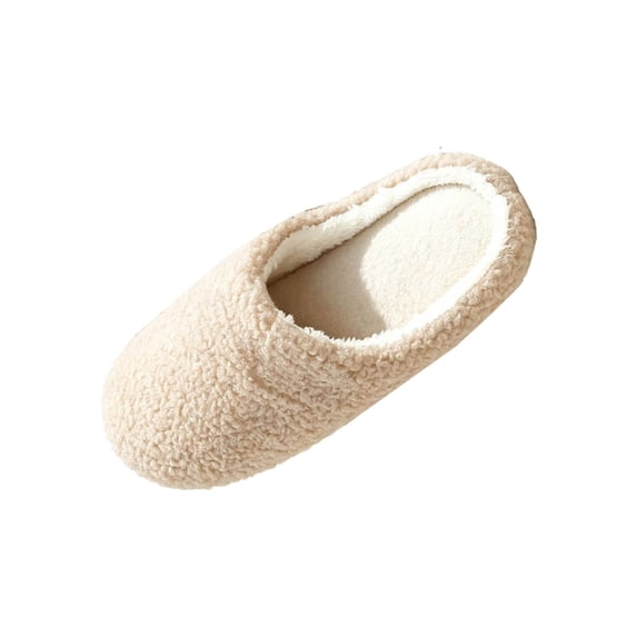 Wensltd Women Slippers Closed Toe Slippers Solid Color Fleece Lined For Indoor Home Casual Daily Wear