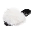thumbnail image 1 of Wensltd Women Slippers Fluffy Slippers Open Toe Flat House Slippers Slip On Indoor Daily White, 1 of 9