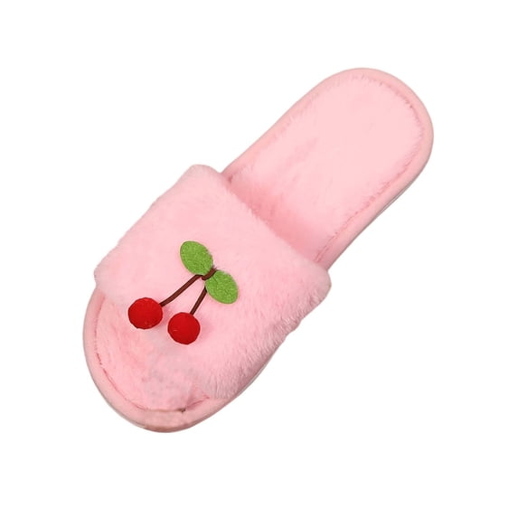 Wensltd Women Slippers Open Toe Slippers Plush Decor Round Toe Warm Comfortable For Indoor Home Casual Daily Wear Pink