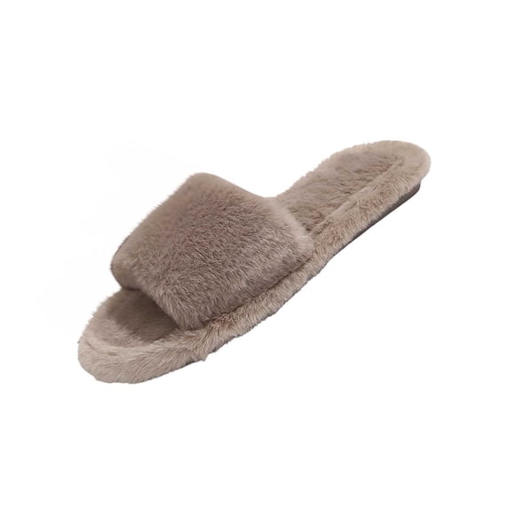 Wensltd Women Slippers Open Toe Slippers Plush Warm Soft Fashion Casual For Autumn Winter Indoor Home Daily Wear