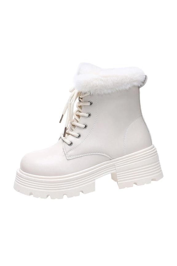 Women Snow Boots Thermal Winter Warm Slip Resistant Thick Sole Comfort Outdoor Snow Shoes Beige