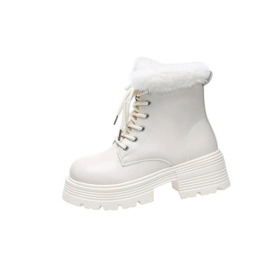 Wensltd Women Snow Boots Thermal Winter Warm Slip Resistant Thick Sole Comfort Outdoor Snow Shoes Beige