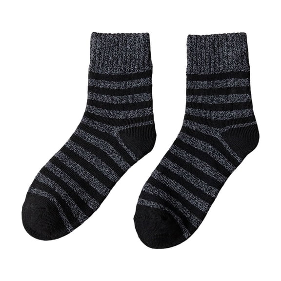Wensltd Women Sock Winter Cozy Casual Daily Wear Thick Fleece Lined Thermal Warm Mid Calf Socks Black