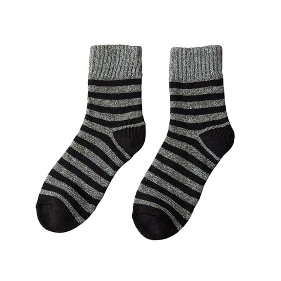 Wensltd Women Sock Winter Cozy Casual Daily Wear Thick Fleece Lined Thermal Warm Mid Calf Socks Black