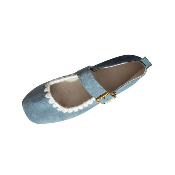 Wensltd Women Soft Sole Mary Jane Flats Round Toe Solid Color Comfortable Breathable Walking Shoes Beige