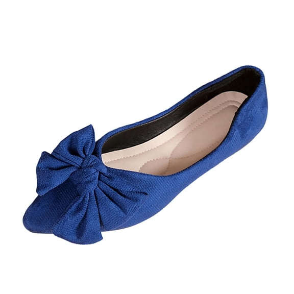 Wensltd Women Solid Color Bowknot Suede Flats Pointed Toe Low Cut Work Shoes Comfortable Versatile Office Daily Wear Flat Heel Shoes for Women Size 5-11