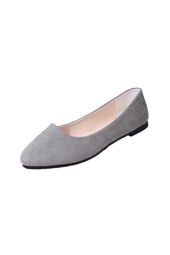 Women Solid Color Comfy Slip On Ballet Flats Wide Width Pointed Toe Lightweight Casual Shoes