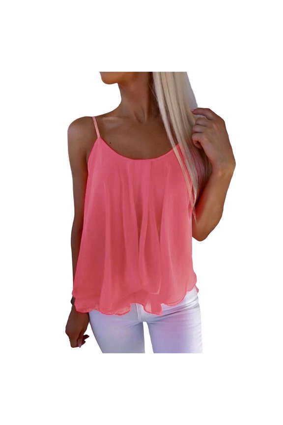 Women Solid Color Halter Strap Sleeveless Tank Top Lightweight Soft Vacation Beach Layering Versatile Basic Tops Red