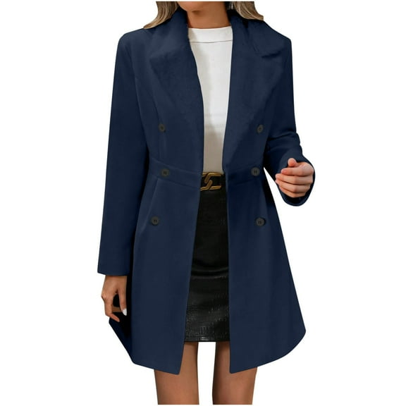 Wensltd Women Solid Color Plush Coat Long Sleeve Button Front Jacket Coat With Pocket White