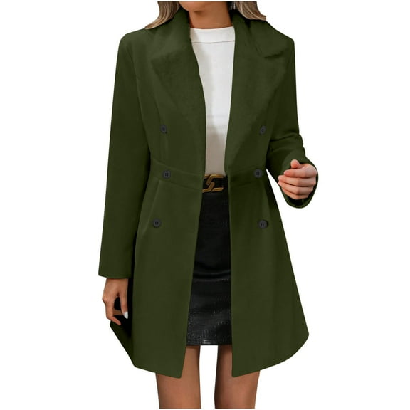 Wensltd Women Solid Color Plush Coat Long Sleeve Button Front Jacket Coat With Pocket White