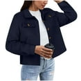 thumbnail image 1 of Wensltd Women Solid Color Short Coat Long Sleeve Button Down Outerwear with Pockets Fall Winter Warm Casual Fashion Tops for Women, 1 of 5