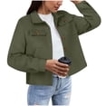 thumbnail image 1 of Wensltd Women Solid Color Short Coat Long Sleeve Button Down Outerwear with Pockets Fall Winter Warm Casual Fashion Tops for Women, 1 of 5