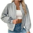 thumbnail image 1 of Wensltd Women Solid Color Short Jacket Full Zip Up Long Sleeve Lightweight Casual Athletic Coat Tops Gray, 1 of 7