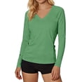 thumbnail image 1 of Wensltd Women Solid Color Sun Protection Long Sleeve Shirts V Neck Pullover Style with Side Pockets Soft Shirts, 1 of 6