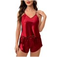 thumbnail image 1 of Wensltd Women Solid Color V Neck Sleeveless Pajama Set Loose Fit Soft Comfortable Trendy Sleepwear S-XXL, 1 of 7