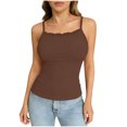 thumbnail image 1 of Wensltd Women Solid Color V Neck Tank Top With Built In Bra Summer Short Sleeve Pajama Tops Breathable Lightweight Casual Daily Layering Top Brown, 1 of 9