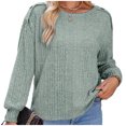 thumbnail image 1 of Wensltd Women Solid Crew Neck Long Sleeve Ribbed Sweater Shoulder Button Detail Loose Knit Style Tops Casual Everyday Wear, 1 of 6