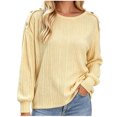 thumbnail image 1 of Wensltd Women Solid Crew Neck Long Sleeve Ribbed Sweater Shoulder Button Detail Loose Knit Style Tops Casual Everyday Wear, 1 of 6