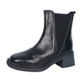 thumbnail image 1 of Wensltd Women Square Toe Ankle Boots Low Heel Solid Color Fashion Wide With Black Wedge Booties, 1 of 7