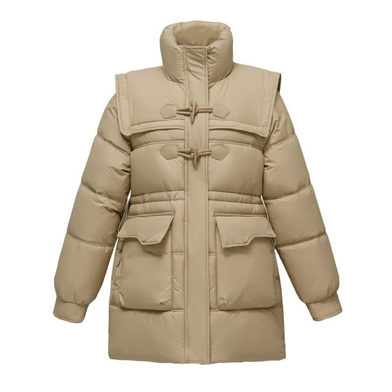 Wensltd Women Stand Collar Quilted Jacket Comfortable Winter Padded Jacket Warm Thicken Outerwear Coats for Winter