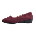 thumbnail image 1 of Wensltd Women Suede Shoes Wide Width Round Toe Solid Color Casual Spring Summer Soft Sole Walking Shoes Wine, 1 of 6