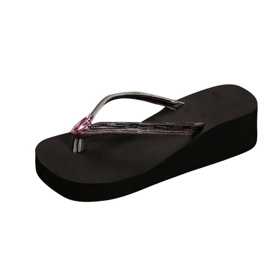 Wensltd Women Summer Comfortable Walking Sandals Flip Flop Thong Sandals Beach Vacation Comfort Walking Shoes Black
