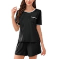 thumbnail image 1 of Wensltd Women Summer Pajamas Set Casual Short Sleeve Top and Matching Shorts Sleepwear Set for Everyday Home Wear S-XXL, 1 of 5