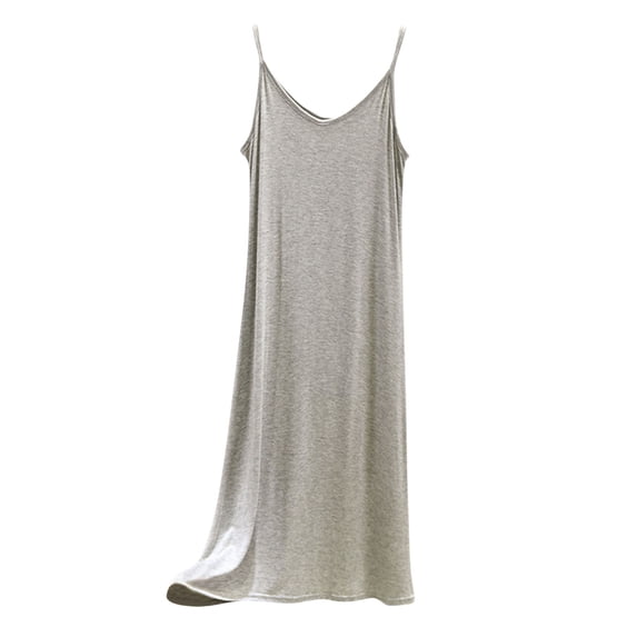Wensltd Women Tank Nightgown Sleeveless Crew Neck Loose Solid Color Sleepwear Soft Long Nightdress for Summer Home Wear