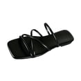 thumbnail image 1 of Wensltd Women Thin Strap Flat Slide Sandals Square Open Toe Slip On Daily Outdoor Walking Sandals Black, 1 of 7