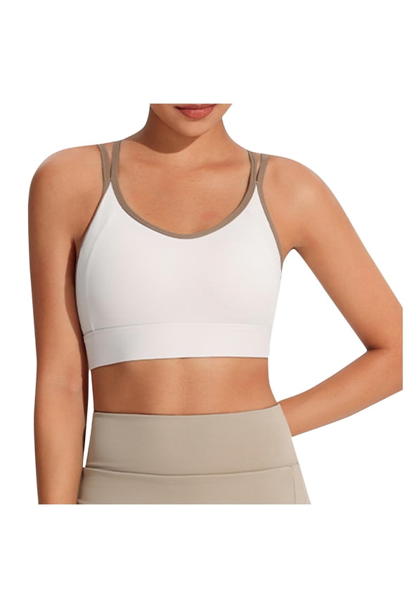 Women Thin Straps High Support Push Up Sports Bras for Yoga Fitness Workout All Season Solid Color Breathable Full Coverage Comfort Bras