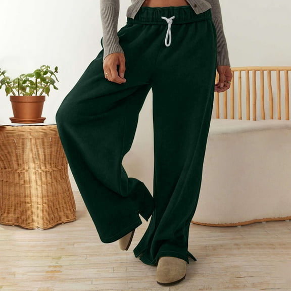 Wensltd Women Wide Leg Pants Elastic Waisted Lounge Baggy Pants
