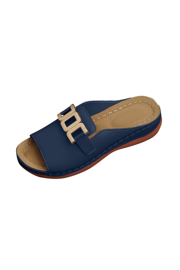Women Wide Width Sandals Beach Vacation Outdoor Summer Round Toe Buckle Sandals