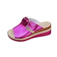 thumbnail image 1 of Wensltd Women Wide Width Sandals Wedge Solid Color Summer Sandals Comfortable Wedge Heel Casual Outdoor Walking Shoes, 1 of 9