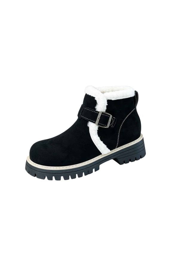 Women Winter Boots Round Toe Hiking Breathable Upper Outdoor Plus Size Solid Color Daily Walking