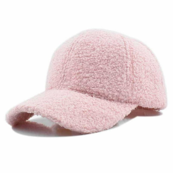Wensltd Women Winter Outdoor Warm Lambswool Baseball Cap Solid Color Thick Windproof Hat for Cold Weather