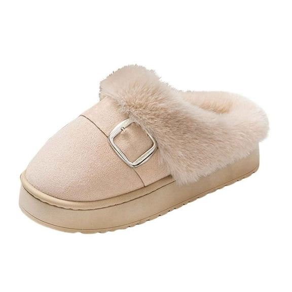 Wensltd Women Winter Vintage Slippers Soft Thick Sole Fleece-Lined Indoor Outdoor Fashion Casual Cozy Slippers